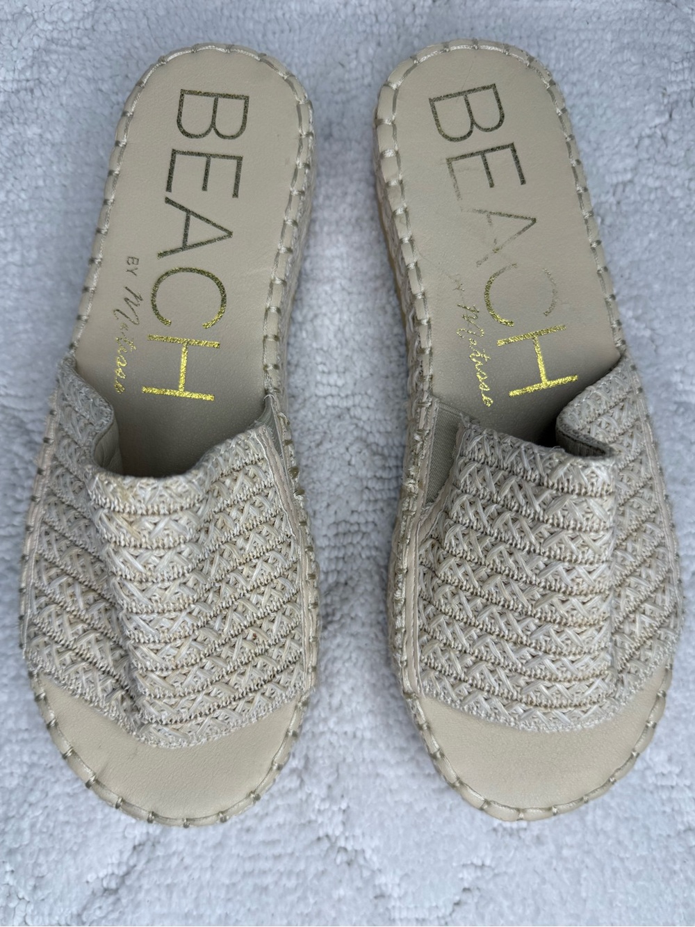 BEACH by Matisse Rey Raffia Platform Slide Sandals Size 9